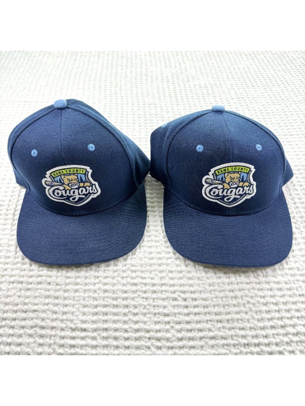 Melonwear Set Of 2 Kane County Cougars Adjustable Baseball Caps Blue With Logo
